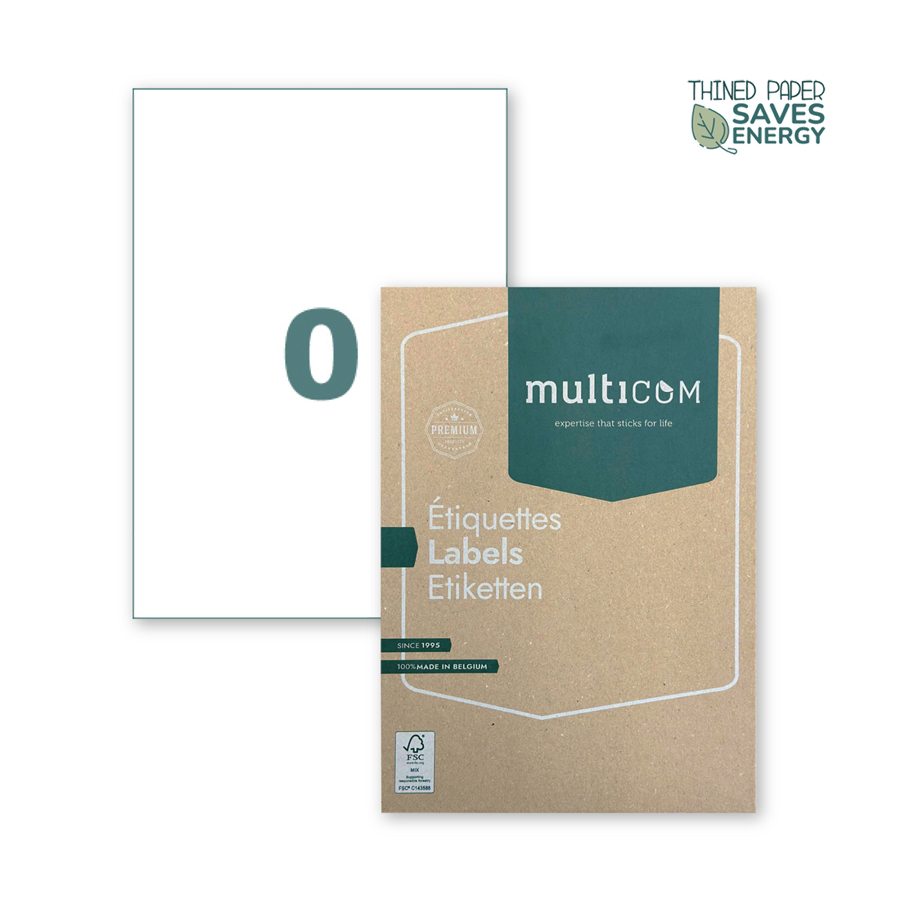Multicom étiquettes A4 en papier FSC recyclé